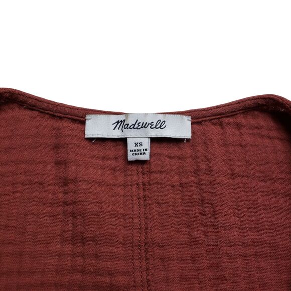 Madewell Lightspun Wrap Top Womens XS Orange Weathered Brick Textured Ribbed - Picture 4 of 10